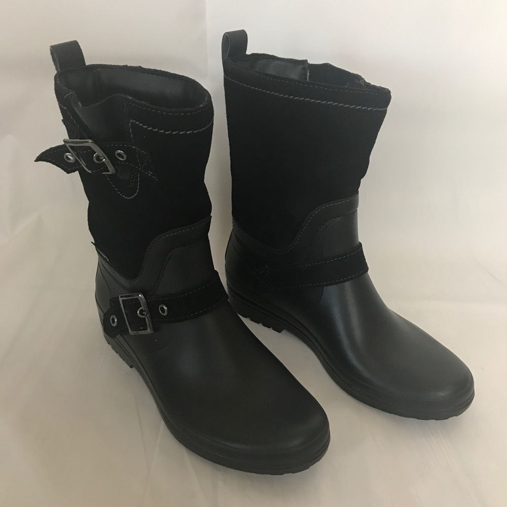 Santana Canada Rain Boots 6M Suede Faux Fur Lining